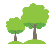 Simple graphic depicting a pair of trees